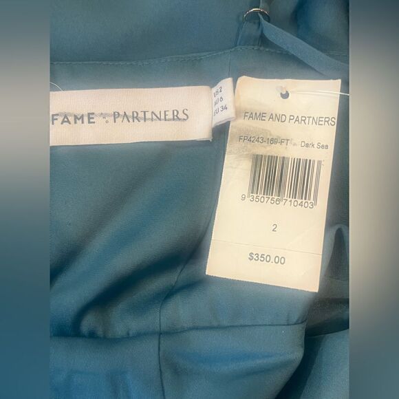 Fame‎ & Partners Teal Sleeveless Spaghetti Strap Satin Gown - Picture 8 of 8